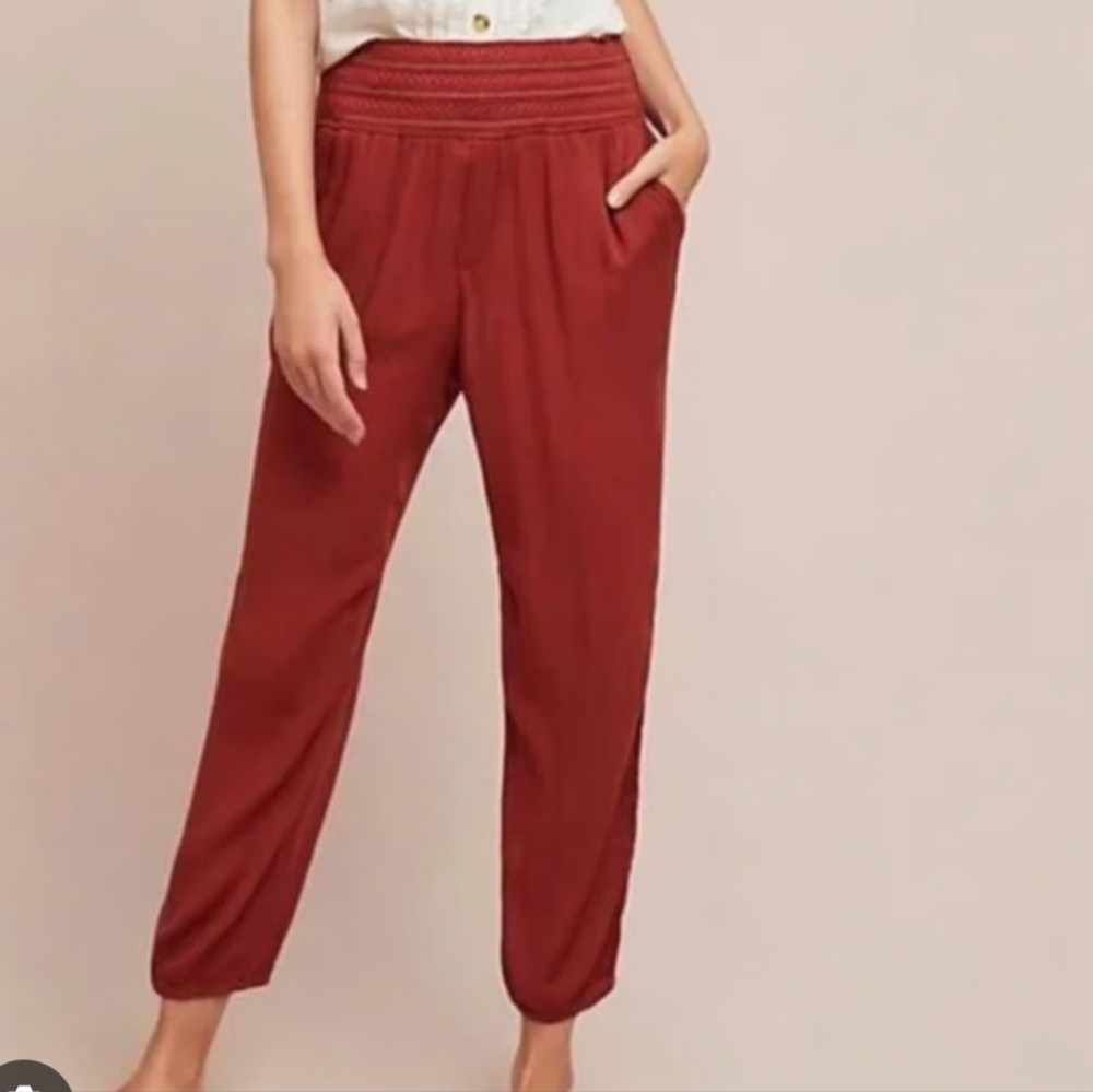 NEW Anthropologie Ett:Twa Rust Red Joggers Harem Pants